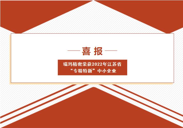 喜报——苏州瑞玛精密工业股份有限公司荣获2022年江苏省“专...